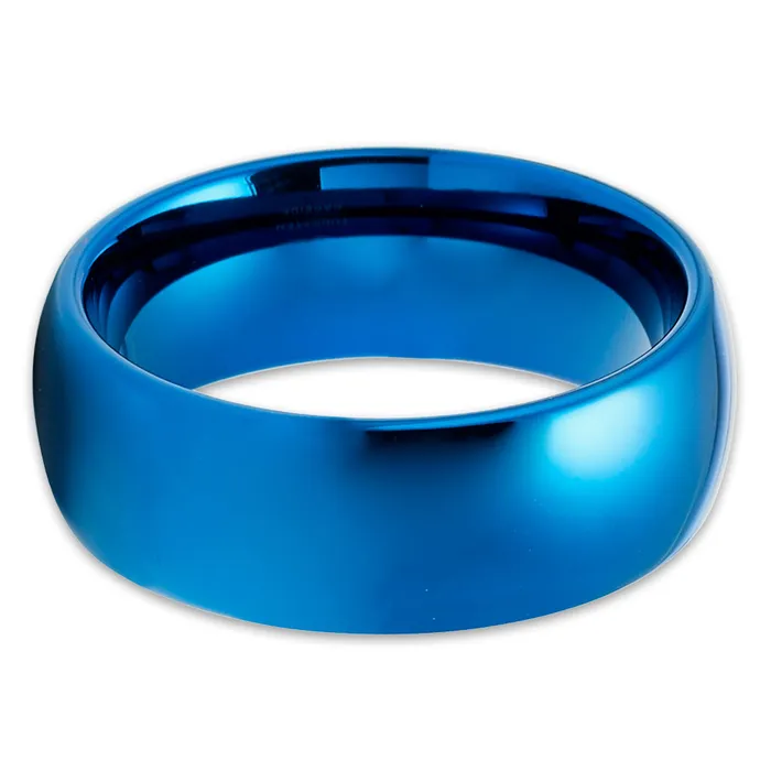 Rings Clean Casting Jewelry Blue Wedding Band Blue Tungsten Ring Tungsten Wedding Ring Blue Tungsten Band