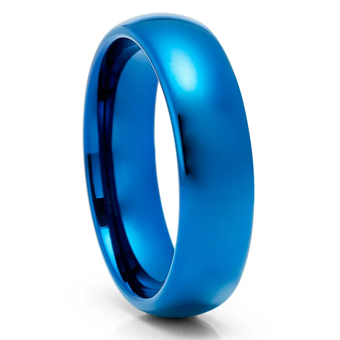 Rings Clean Casting Jewelry Blue Wedding Band Blue Tungsten Ring Tungsten Wedding Ring Blue Tungsten Band