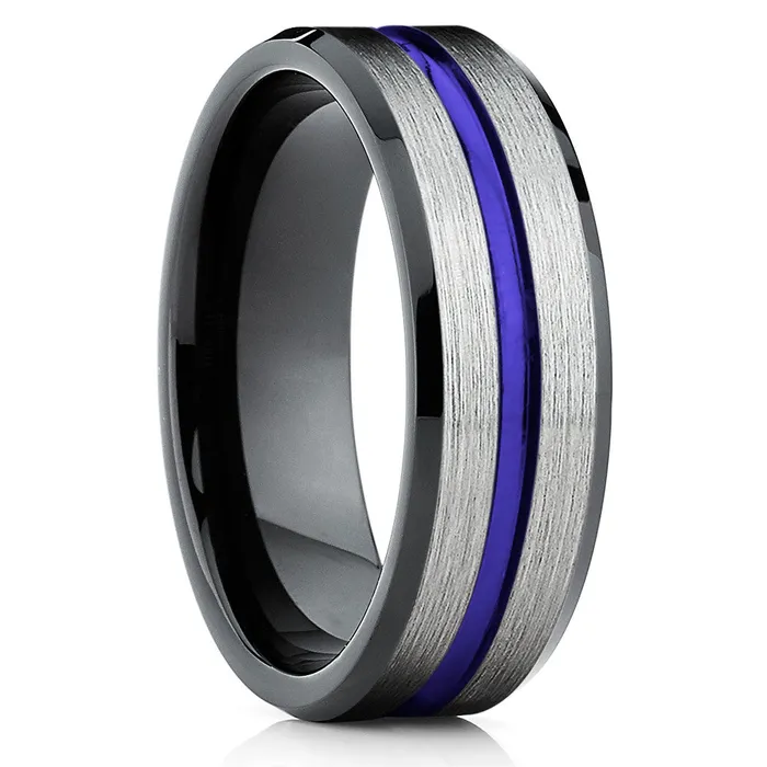 Rings Clean Casting Jewelry Purple Tungsten Wedding Band Black Tungsten Ring Mens Wedding Band Black Ring