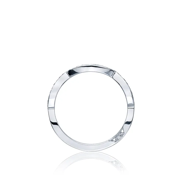 Rings International Diamond Center Tacori 18k White Gold Ribbon Diamond Wedding Band 015 CTW