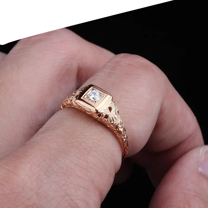 Rings Luxus Moissanite Rings Jewelry 10k Rose Gold Vintage Unique Moissanite Ring 01ct