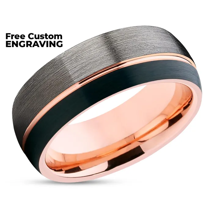 Rose Gold Wedding Ring Gunmetal Wedding Ring 18k Rose Gold Ring Black Wedding Ring Clean Casting Jewelry Rings