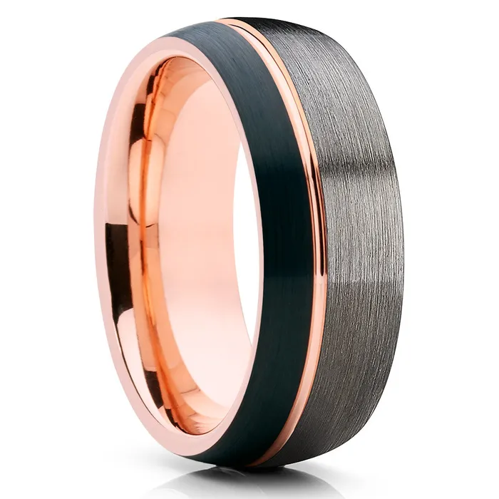 Rose Gold Wedding Ring Gunmetal Wedding Ring 18k Rose Gold Ring Black Wedding Ring Clean Casting Jewelry Rings