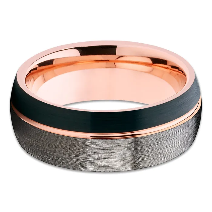 Rose Gold Wedding Ring Gunmetal Wedding Ring 18k Rose Gold Ring Black Wedding Ring Clean Casting Jewelry Rings