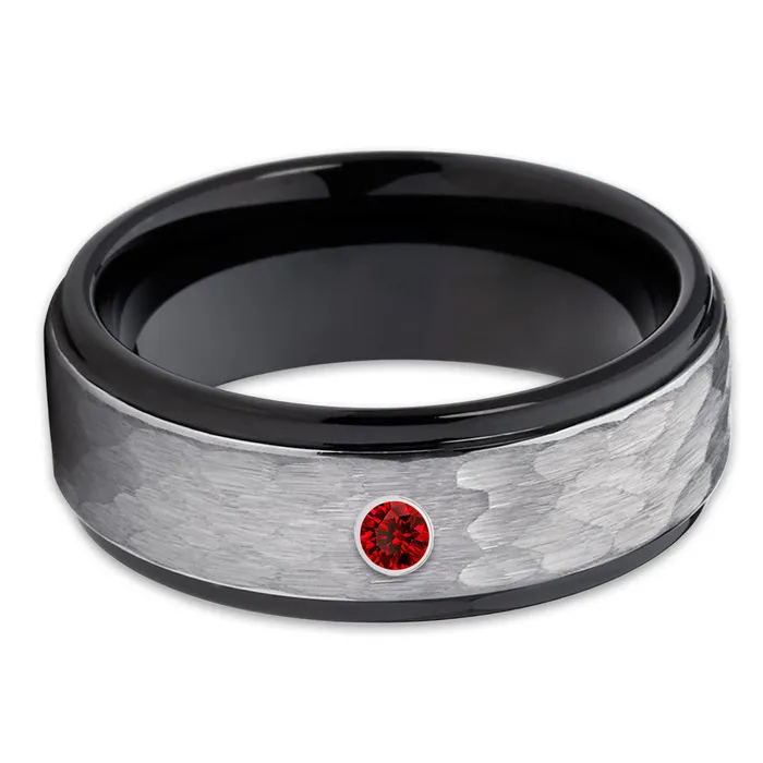 Ruby Wedding Ring Black Tungsten Ring Tungsten Wedding Band Anniversary Ring Band Clean Casting Jewelry Rings