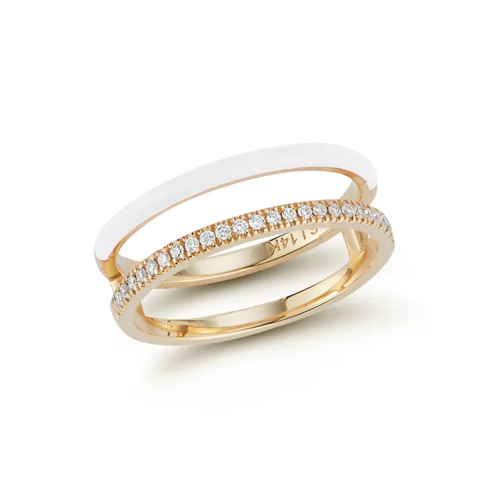 SG Fine Rings Enamel and Diamond Double Bar Ring