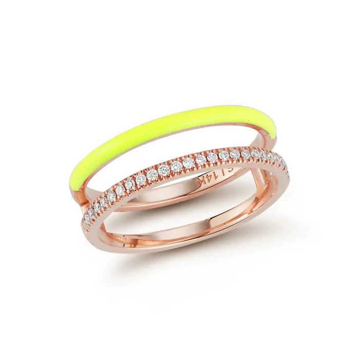 SG Fine Rings Enamel and Diamond Double Bar Ring